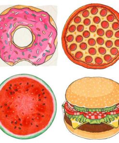 IPRee?? Yoga Mat Beach Blanket Food Pattern Round Throw Beach Towel Sunscreen Shawl Tapestry Wall Hanging