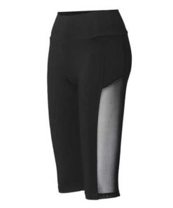 Sports Casual Women Mesh Patchwork High Waist Cropped Leggings