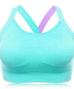 Hit Color Criss Cross Shockproof Padding Sport Bra