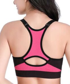 Front Zipper Shockproof Race Back Professional Training Padded Sports Bra