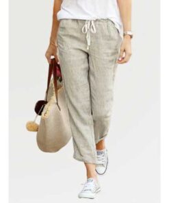 Solid Color Casual Drawstring Pant