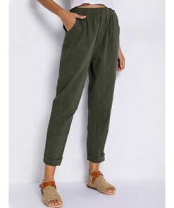 Alternative view of Solid Color Elastic Waist Casual Harem Pants