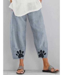 Alternative view of Paw Printed Elastic Waist Casual Pants
