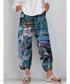 Alternative view of Vintage Printed Split Elastic Waist Pants