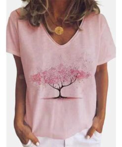 Alternative view of Print Casual V-Neck T-shirt