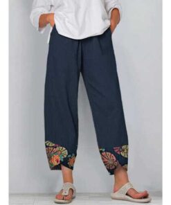 Floral Printed Patchwork Pants