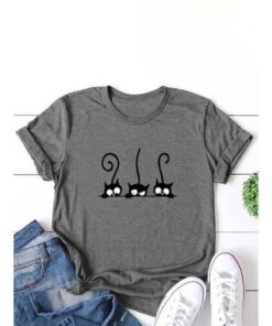 Cartoon Cat Printed T-shirt