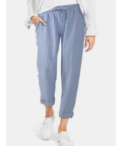 Casual Elastic Waist Cotton Pants