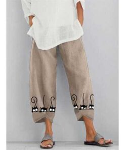 Cartoon Cat Printed Pants