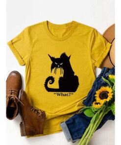 Cartoon Cat Printed Short Sleeve T-shirt