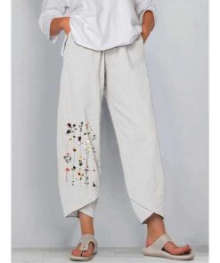 Flower Print Splited Pants