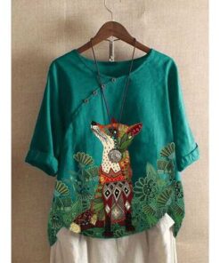 Alternative view of Cartoon Animal Floral Printed T-shirt