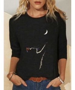 Alternative view of Cat Print Long Sleeves T-shirt
